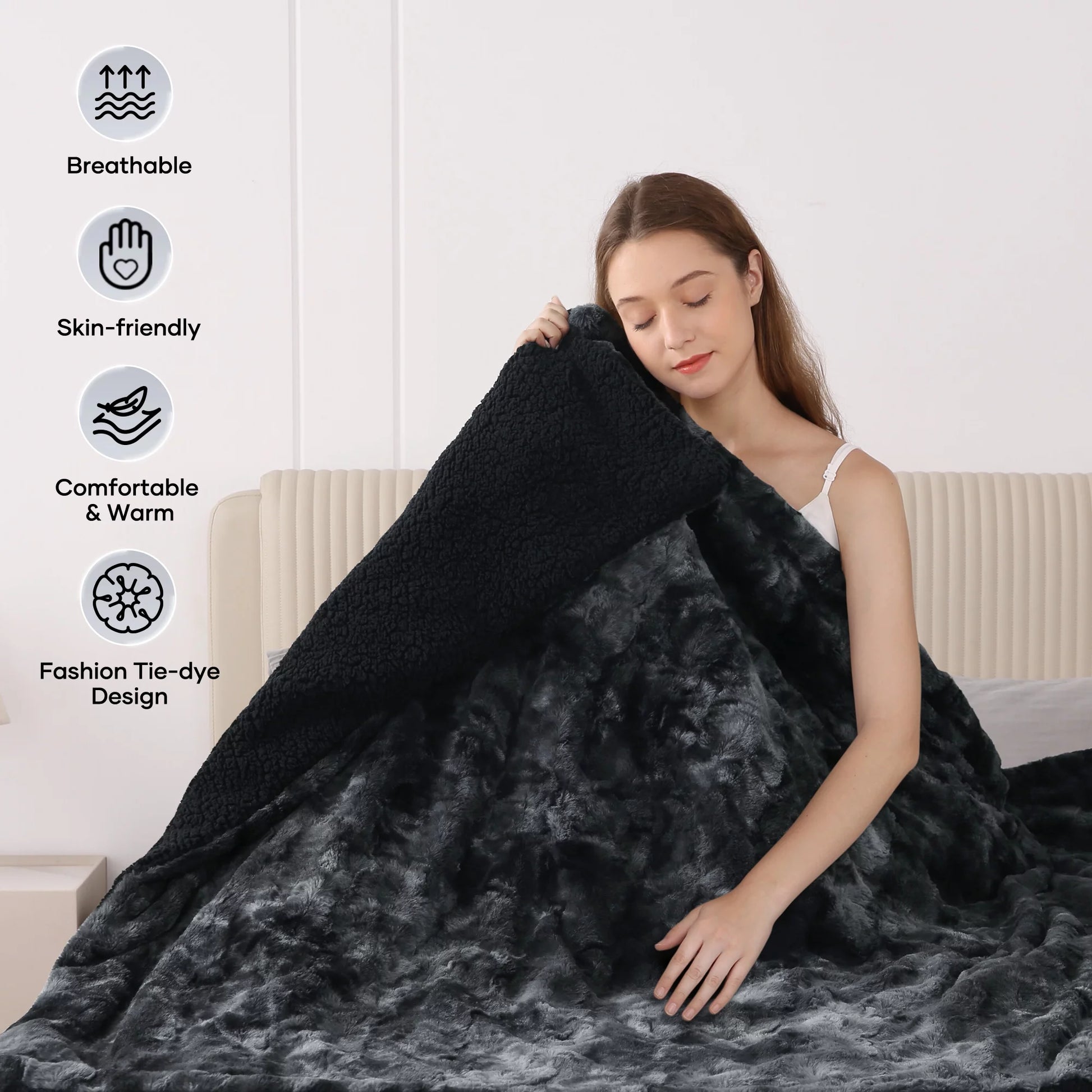 Soft Faux Fur Heated Blanket