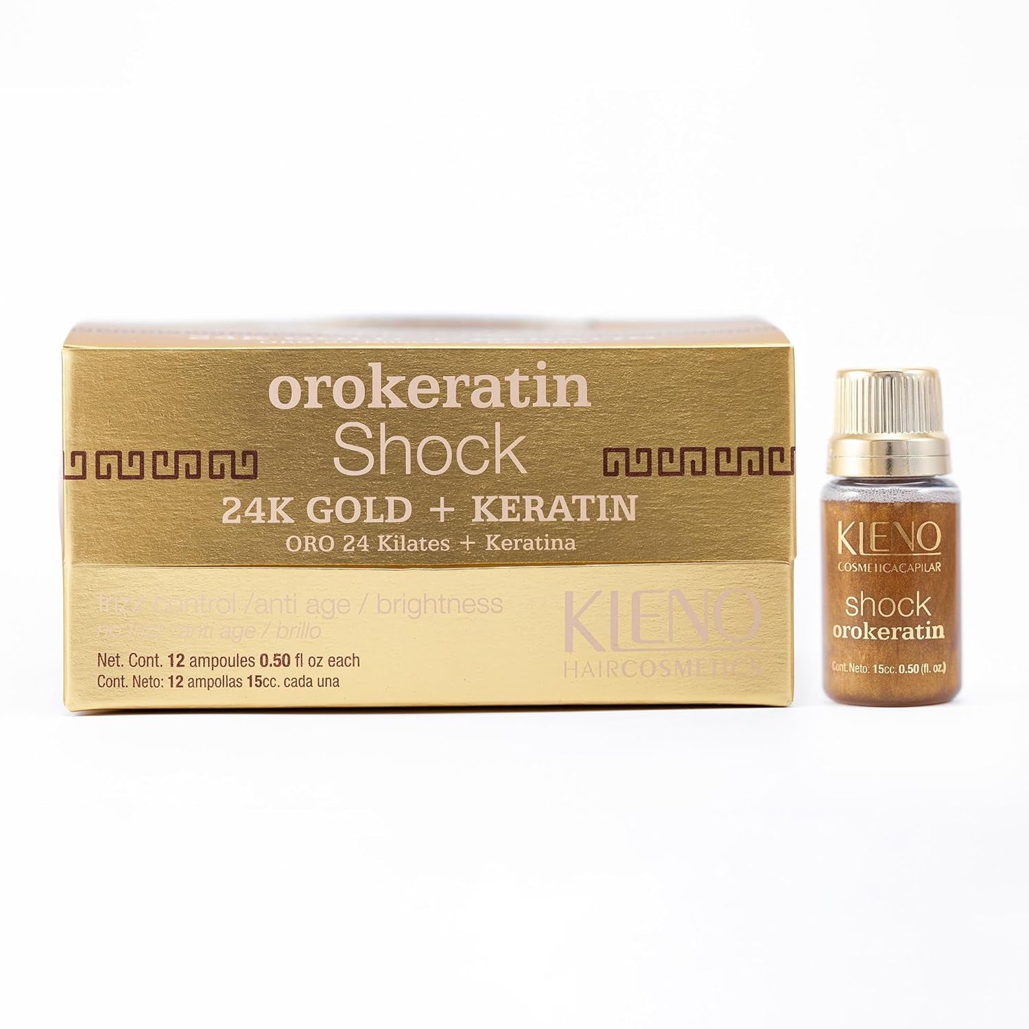 Shock Orokeratin 24K Gold + Keratin - Anti-Age, Frizz Control - 12 Ampoules 0.50 Fl Oz (15Cc)