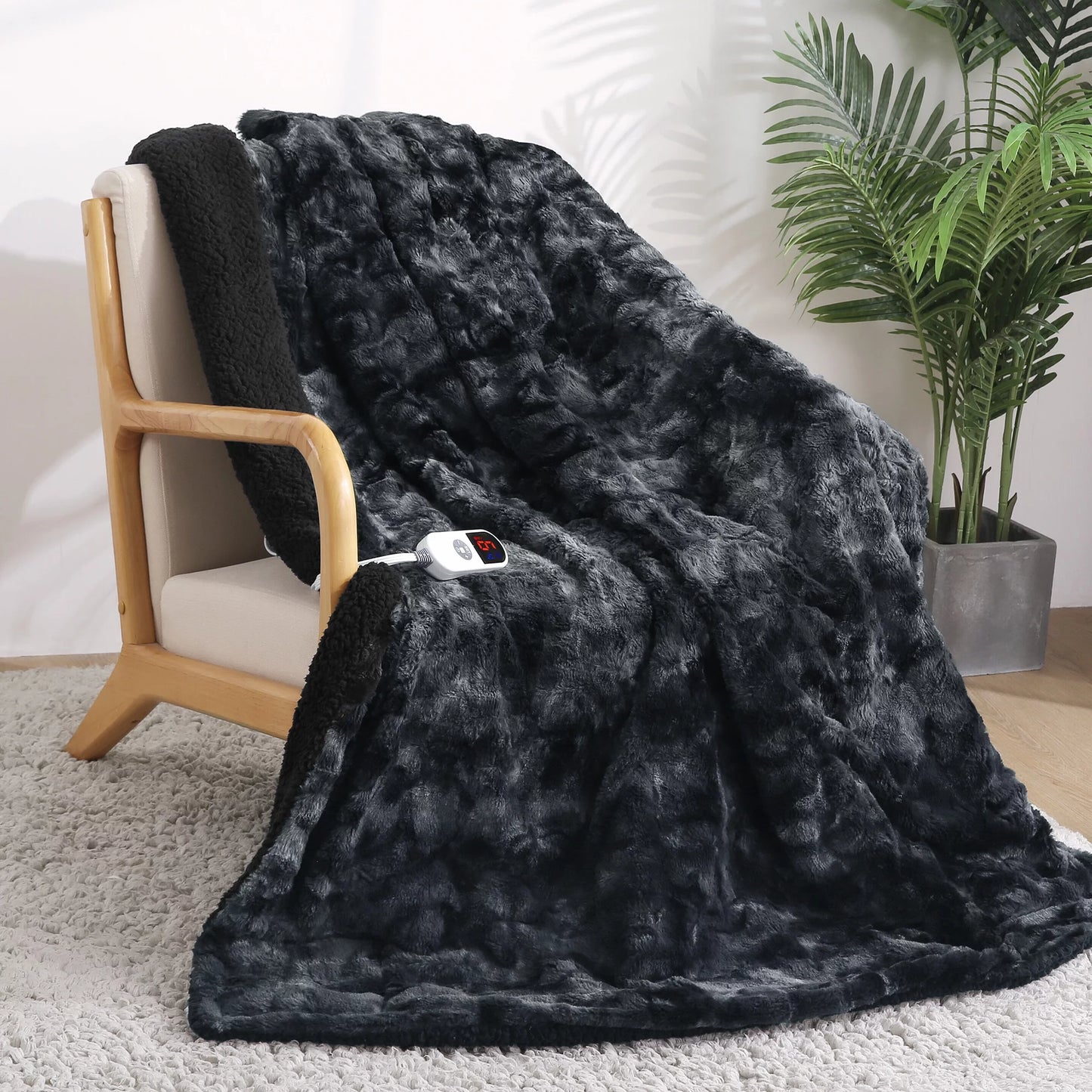 Soft Faux Fur Heated Blanket