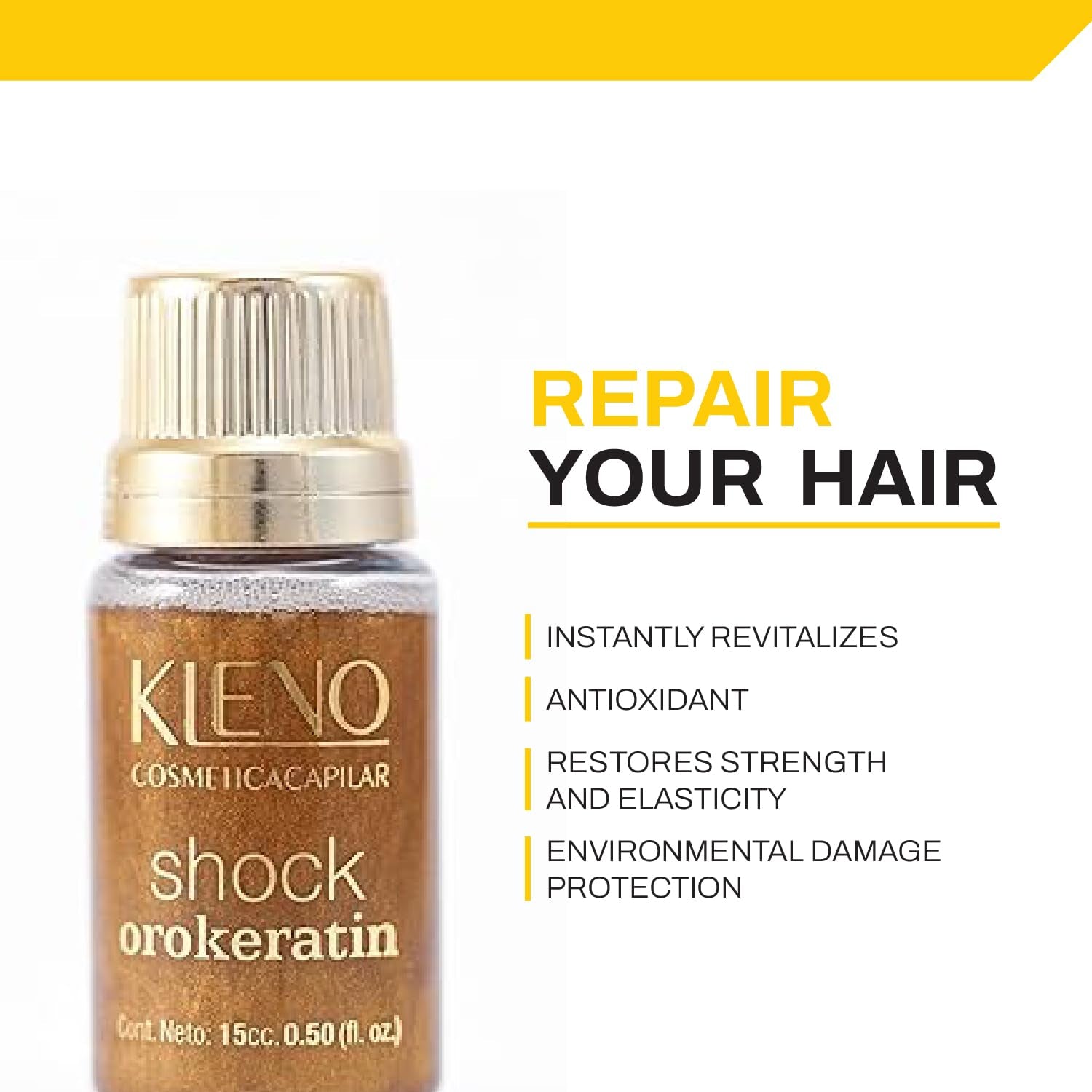 Shock Orokeratin 24K Gold + Keratin - Anti-Age, Frizz Control - 12 Ampoules 0.50 Fl Oz (15Cc)