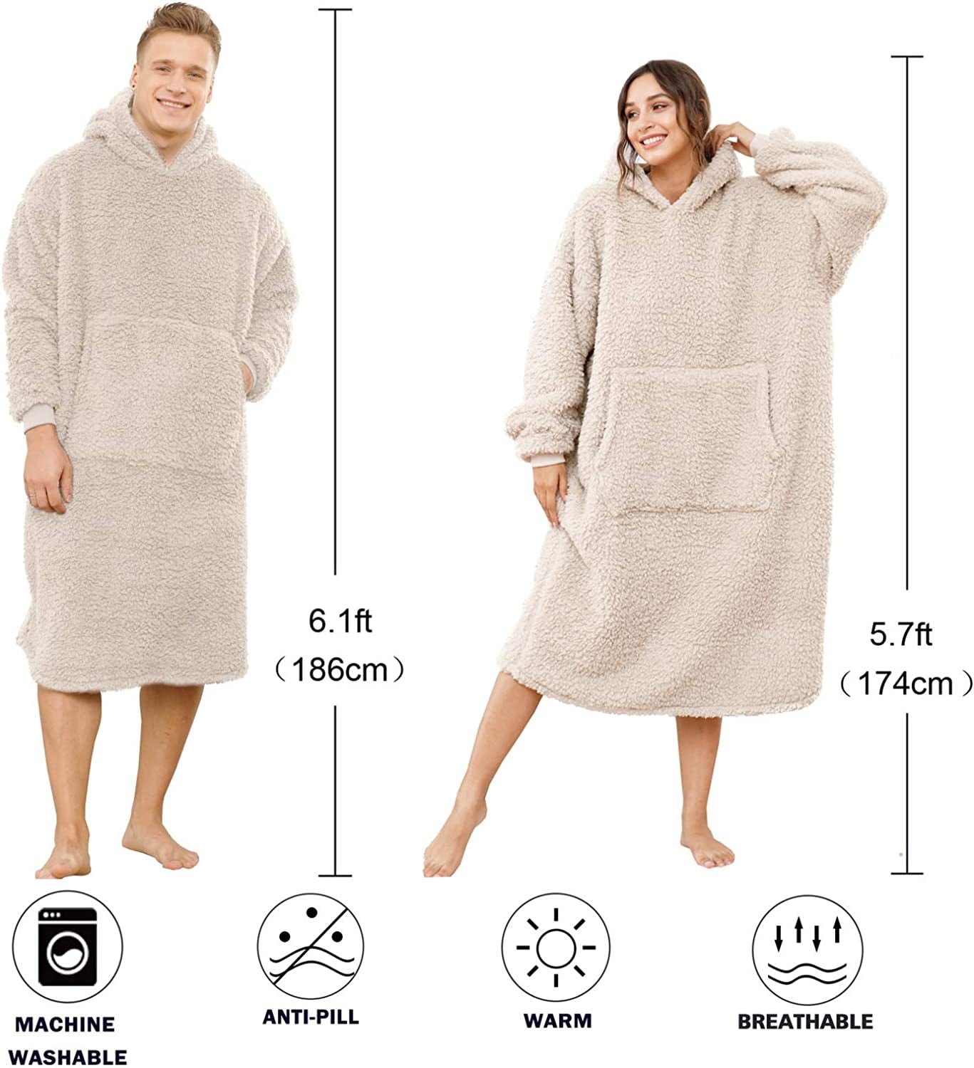 Cozy Wearable Blanket Hoodie - Oversized