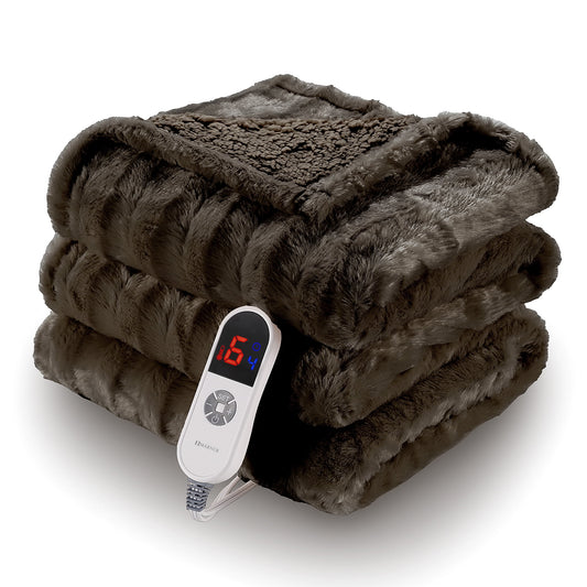 Soft Faux Fur Heated Blanket - 60" X 70"