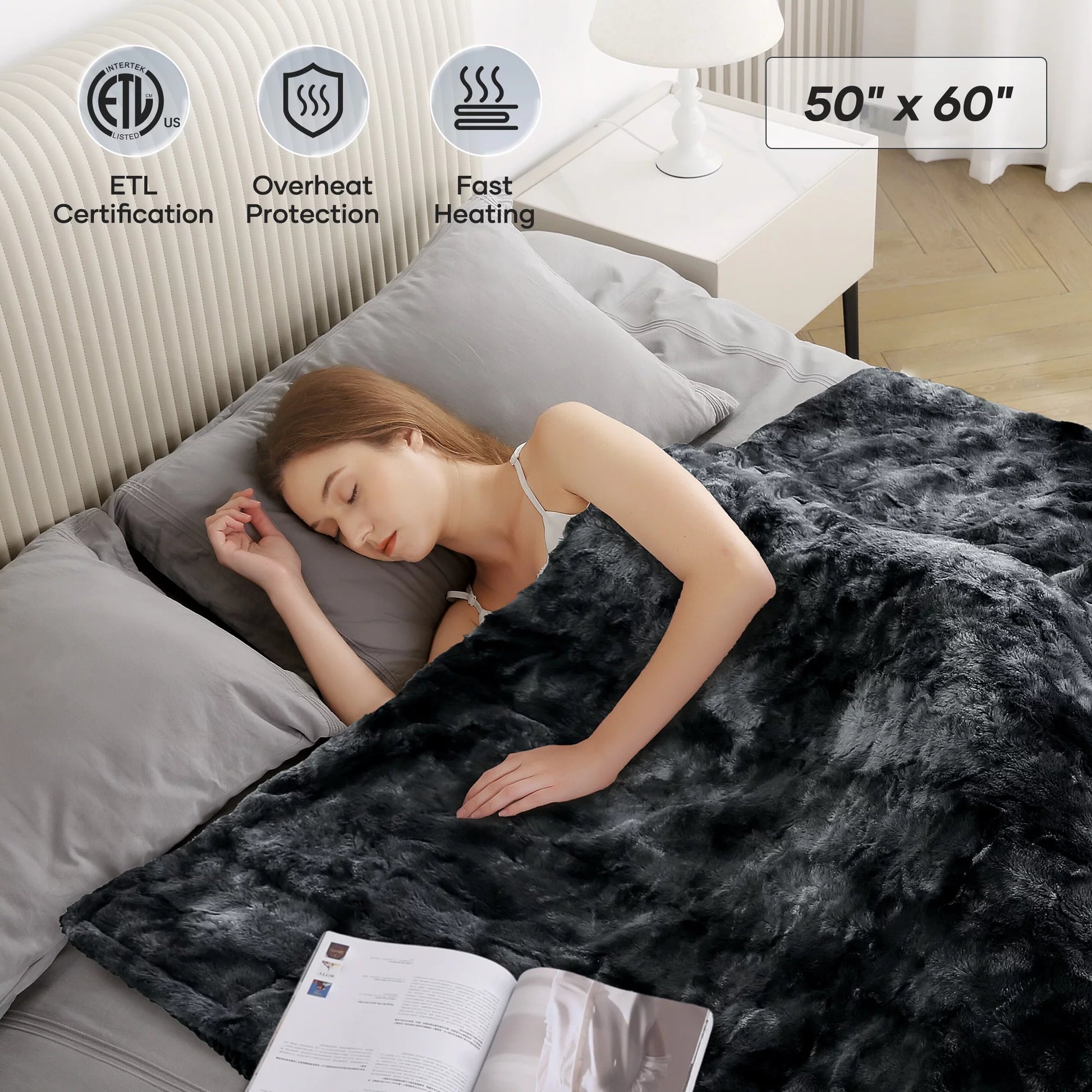 Soft Faux Fur Heated Blanket